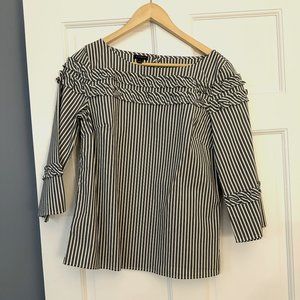 Talbots striped gray/white ruffle top Size S